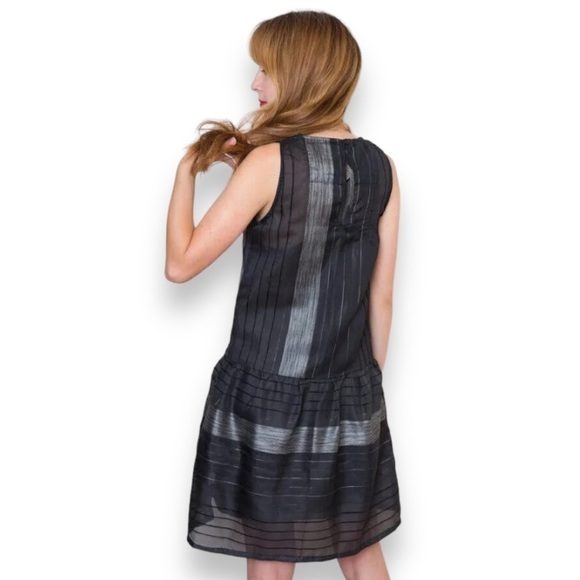 Ace & Jig Black Shadow/Metallic Silver Party Frock Sleeveless Knee Length Dress - Picture 13 of 16